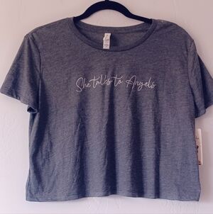 NWT Bella Canvas ''She Talks to Angels' Graphic Crop Tee